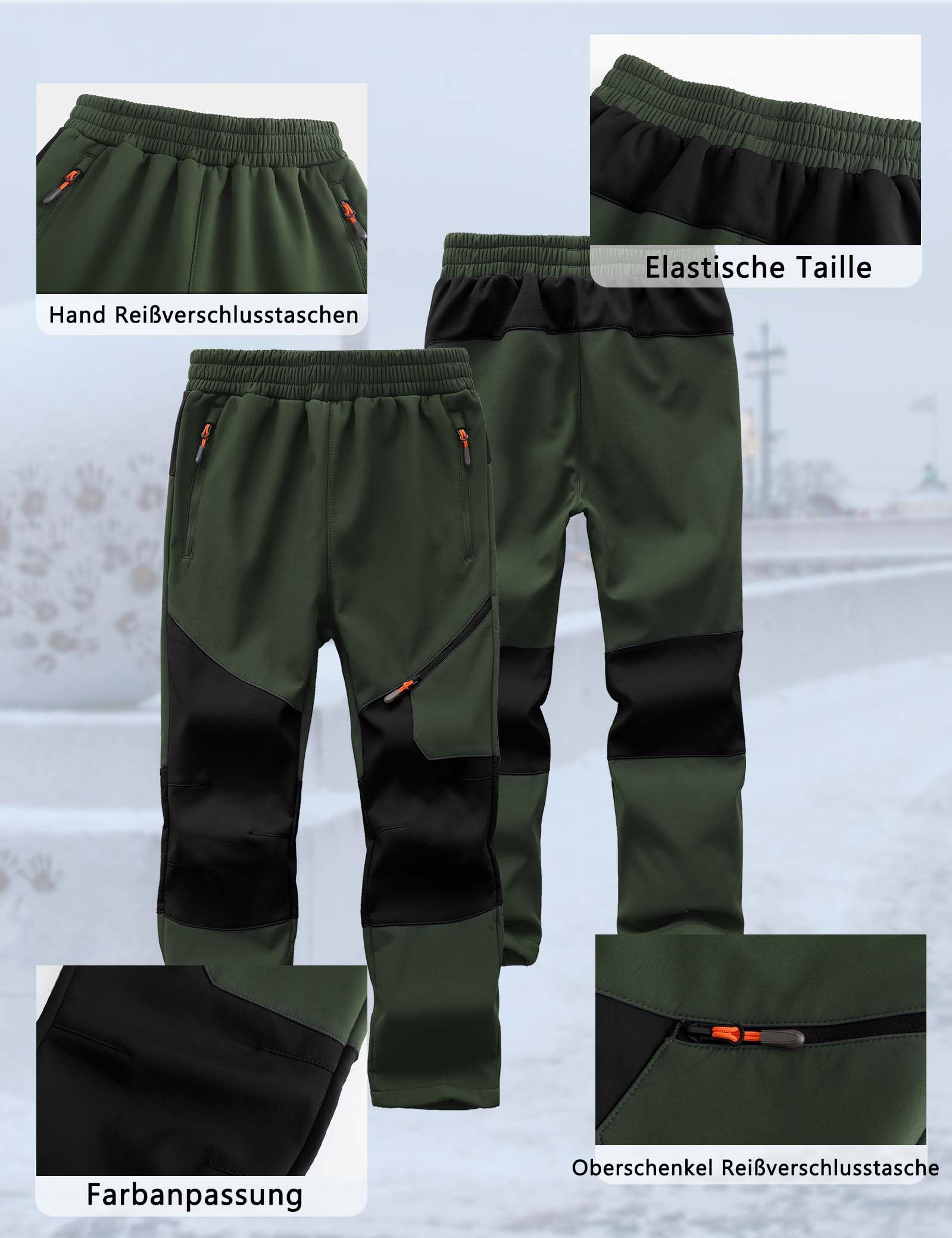 Pantalones de cáscara Blanda para niños Pantalones de esquí Forrados para niños Pantalones de Calentamiento para niños Pantalones esquí para niños Pantalones de esquí a Prueba de Viento