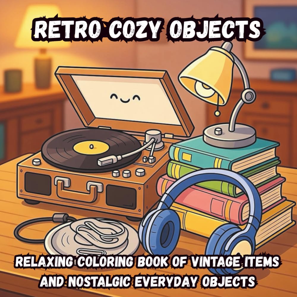 Retro Cozy Objects: Relaxing Coloring Book of Vintage Items and Nostalgic Everyday Objects