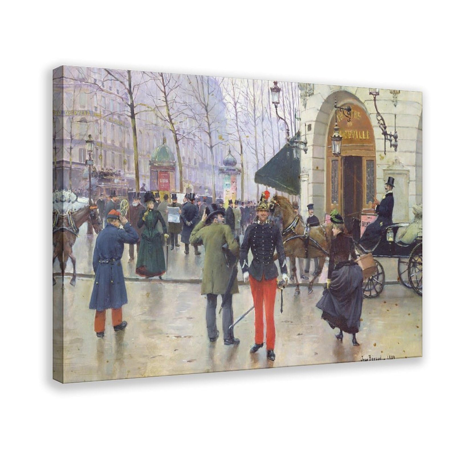 DFJyjFGJJ Jean Beraud,The Boulevard Des Capucines And The Vaudeville Theatre,famous Art Canvas Wall Art Print Poster For Home School Office Decor 20" L X 30" W