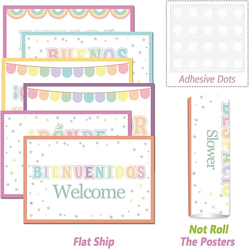 Miniatura 4 de Juego de 16 pósteres de palabras y frases en español con frases en español, tablón de anuncios, decoración de aula de español para profesores,