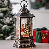 Vista 15 de Globo de nieve navideño con escena de cardenal iluminado, linterna musical de agua con nieve girando y brillando, decoración festiva y regalo