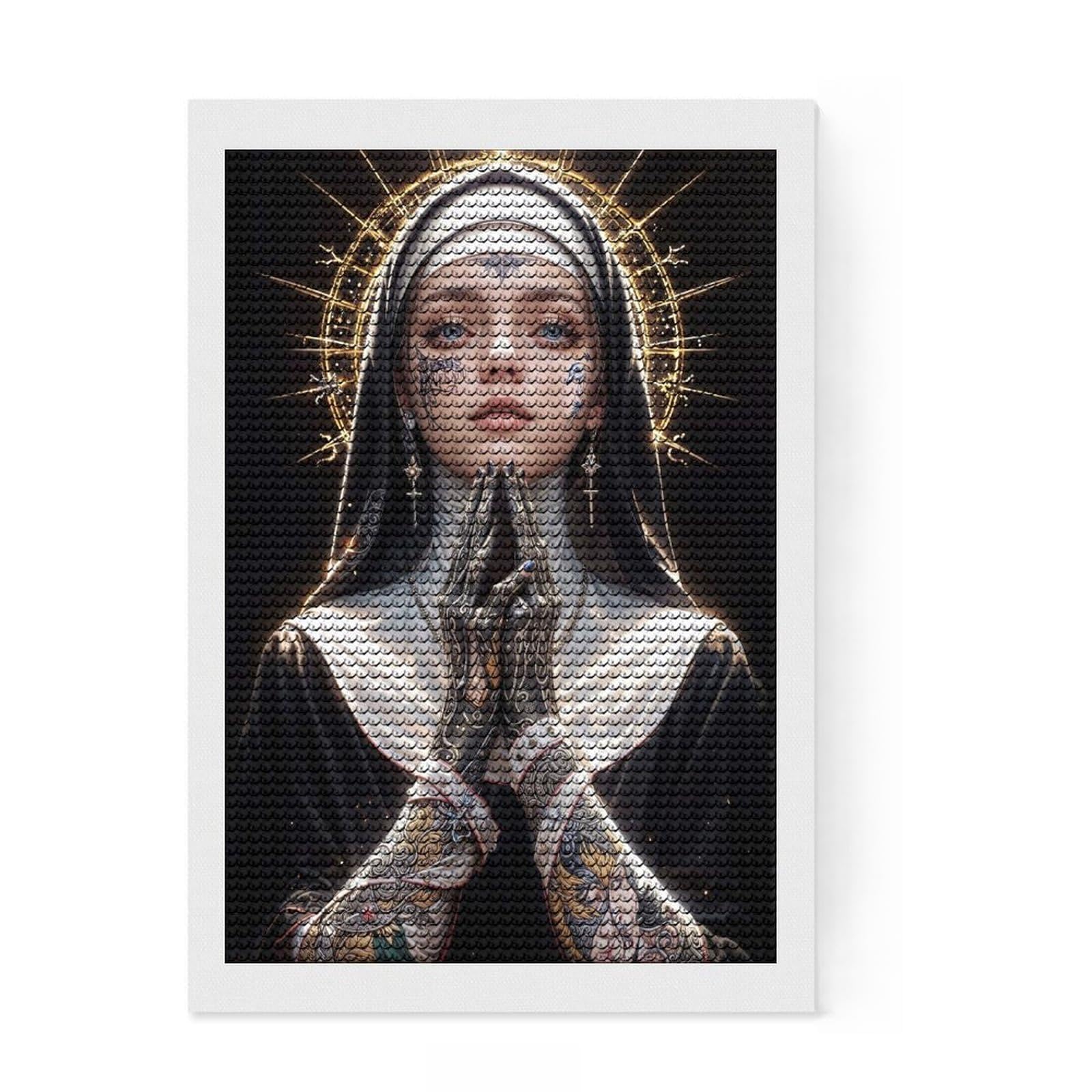 Junmoney Rebel Nun Diamond Art Kit 8"x12", for Women, Nice Detail and Sparkle, Living Room Decor, Birthday Gift, Easy to Enjoy