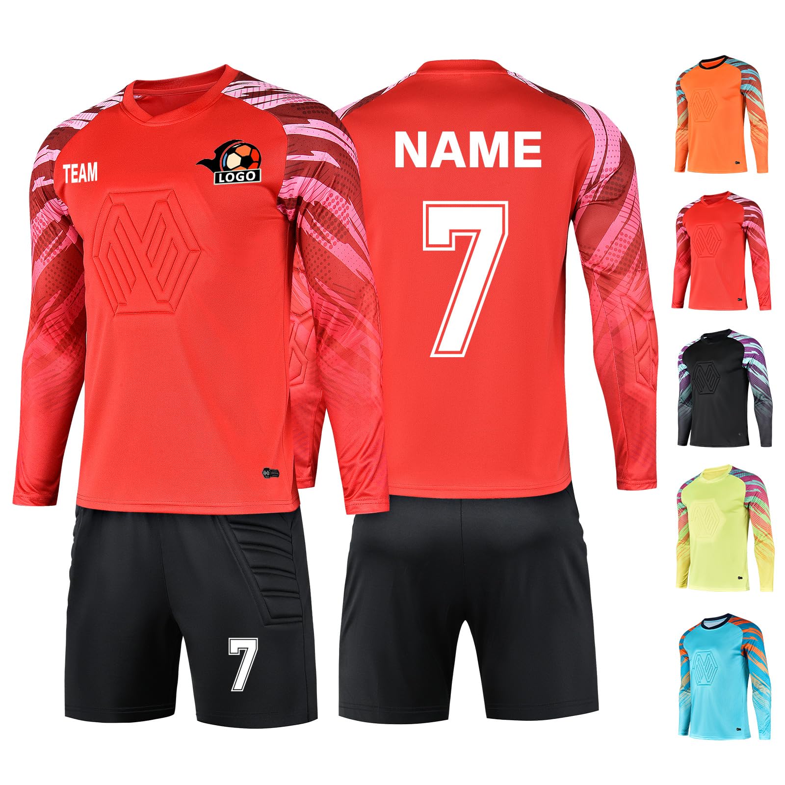 Laifu Unisex Red With Shorts Personalised Football Goalkeeper Shirts And Trousers Custom Goalkeeper Kit For Men Women Kids With Name Team Number