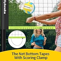 Vista 4 de Sistema de red de voleibol portátil de tamaño reglamentario de 32 pies para patio trasero y playa con postes de altura ajustable, voleibol