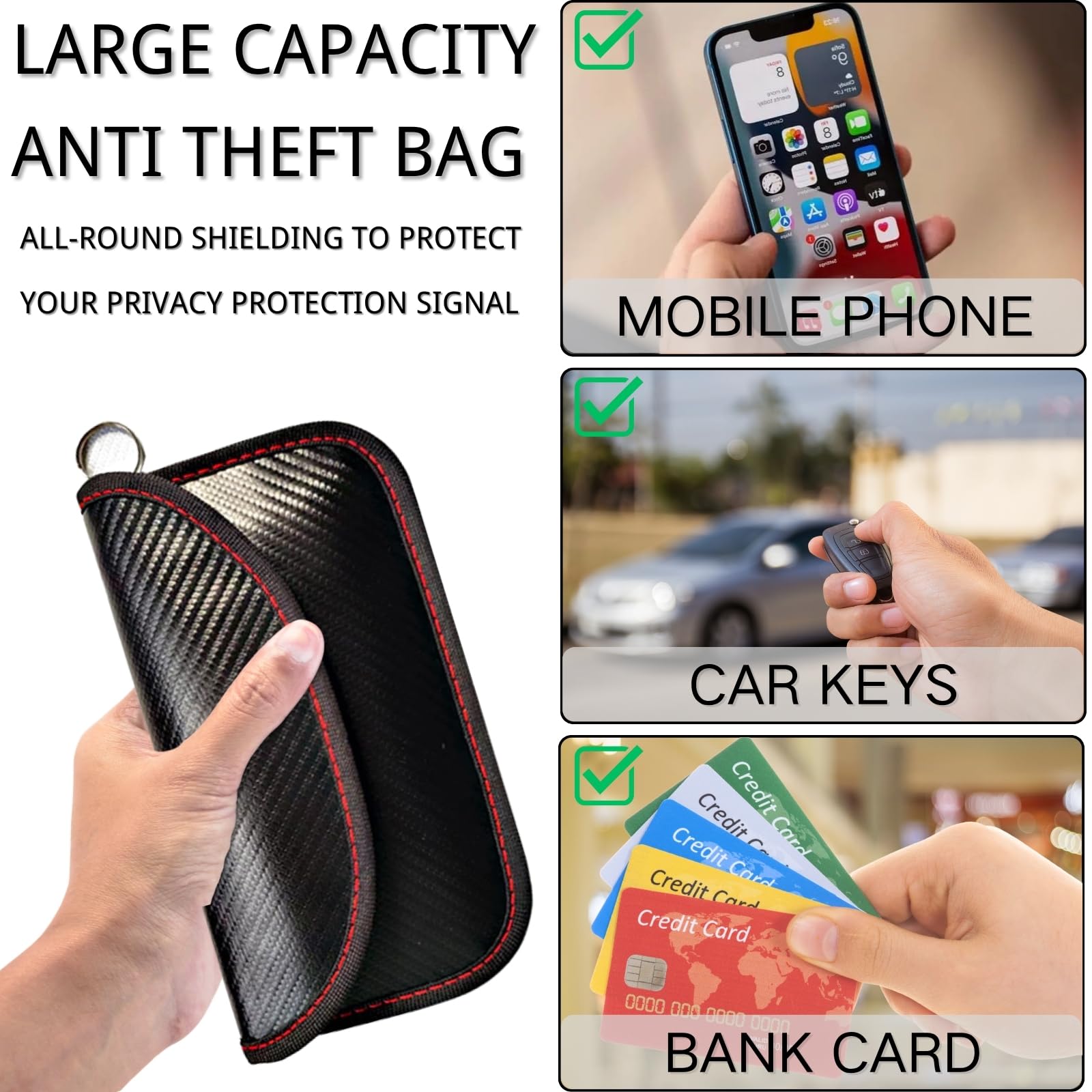 KEYRI Faraday etui ochronne na telefon komórkowy, 2 sztuki, etui na telefon komórkowy, ochrona kluczyka samochodowego, ochrona kluczyka samochodowego, ochrona przed śledzeniem, blokowanie sygnału RFID