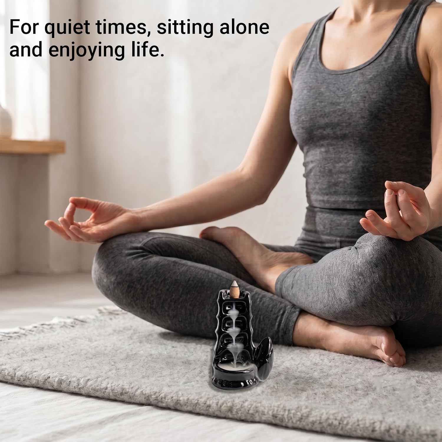 Backflow Incense Burner Ceramic Cone Holder, Hollow Bamboo Tower
