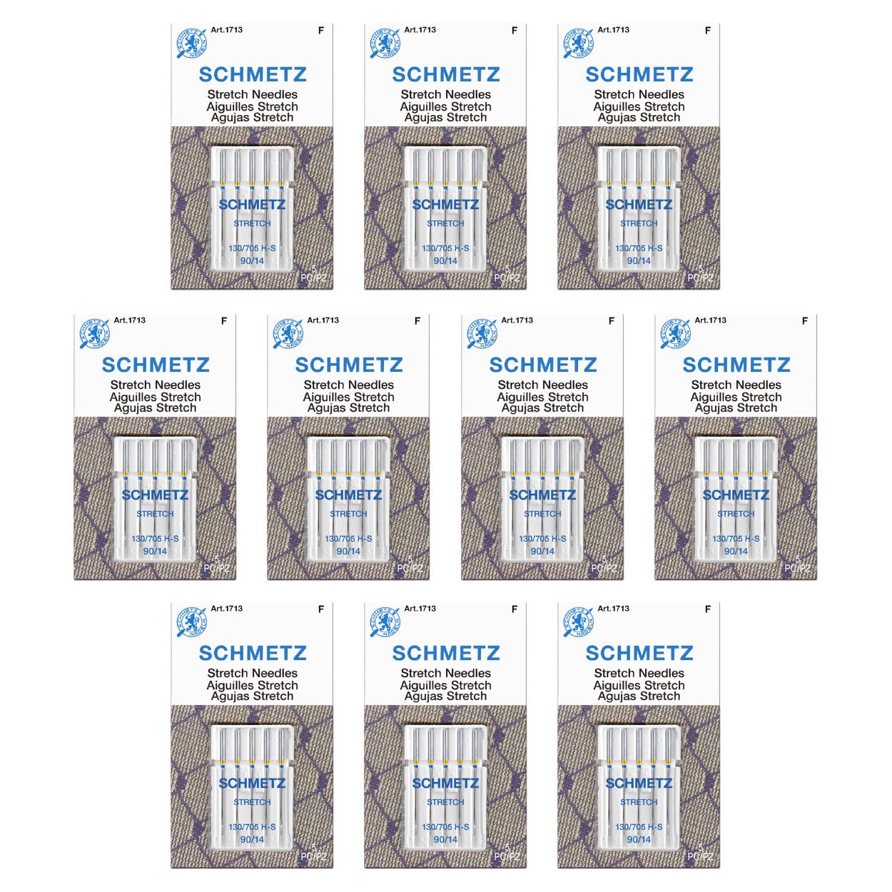 SCHMETZ Stretch Sewing Machine Needles - Precision Needles, Size 90/14, 5-Needle Cards, Pack of 10