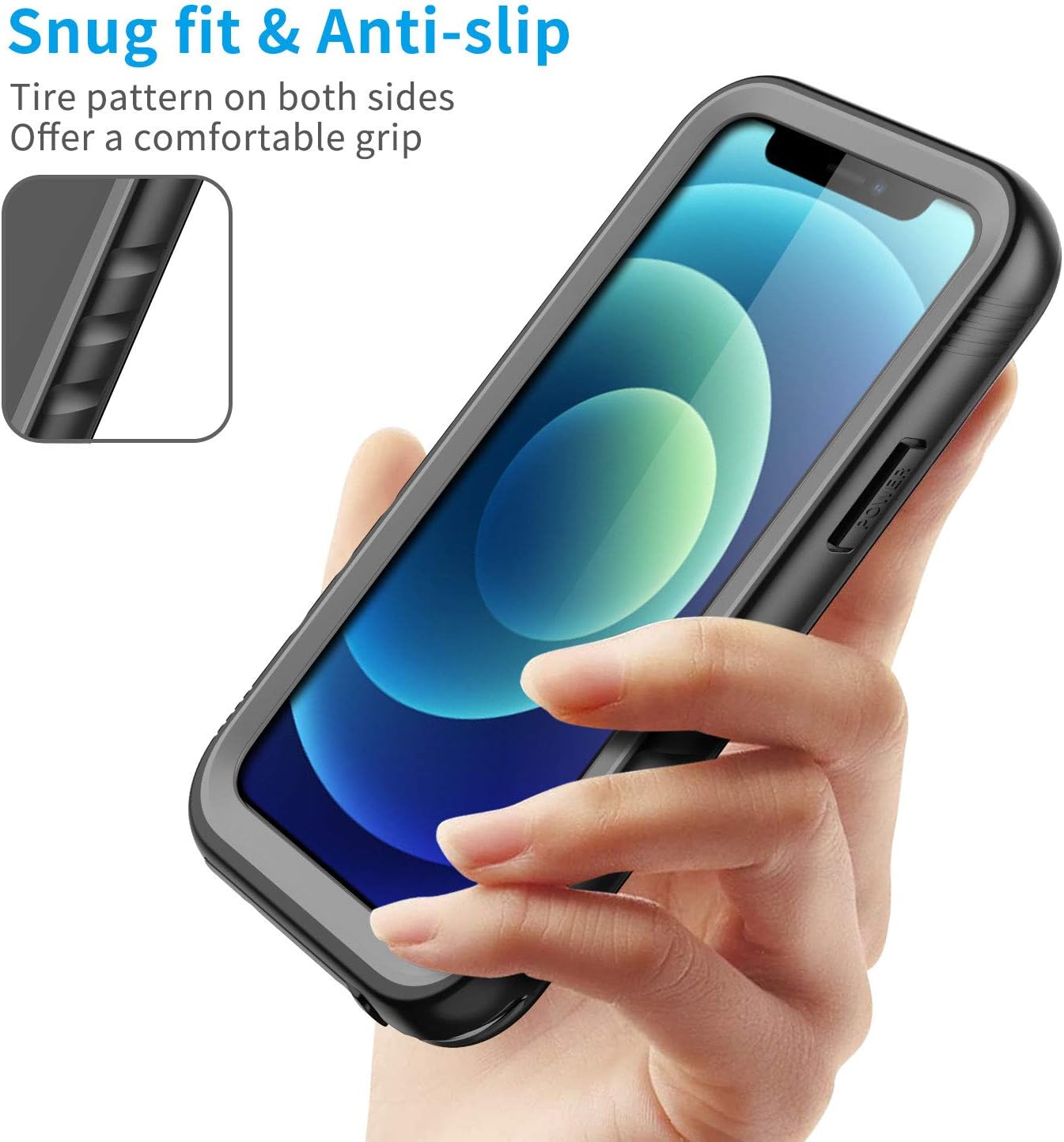 SPORTLINK for iPhone 12 Mini Waterproof Case, Full Body Shockproof Dustproof Phone Screen Protector Rugged Cases for iPhone 12 Mini 5.4 Inches Black - Image 6