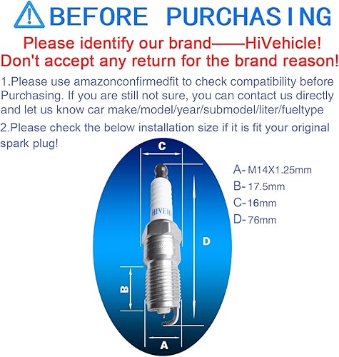 Miniatura 3 de HiVehicle Bujías de iridio V7424  Reemplazo de #7397 TR5IX (paquete de 8)