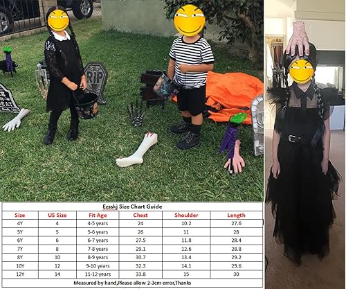 Miniatura 7 de Wednesday Addams Dress Kids Girls Costume for Family Halloween Costumes Cosplay Outfit Party Princess Dress