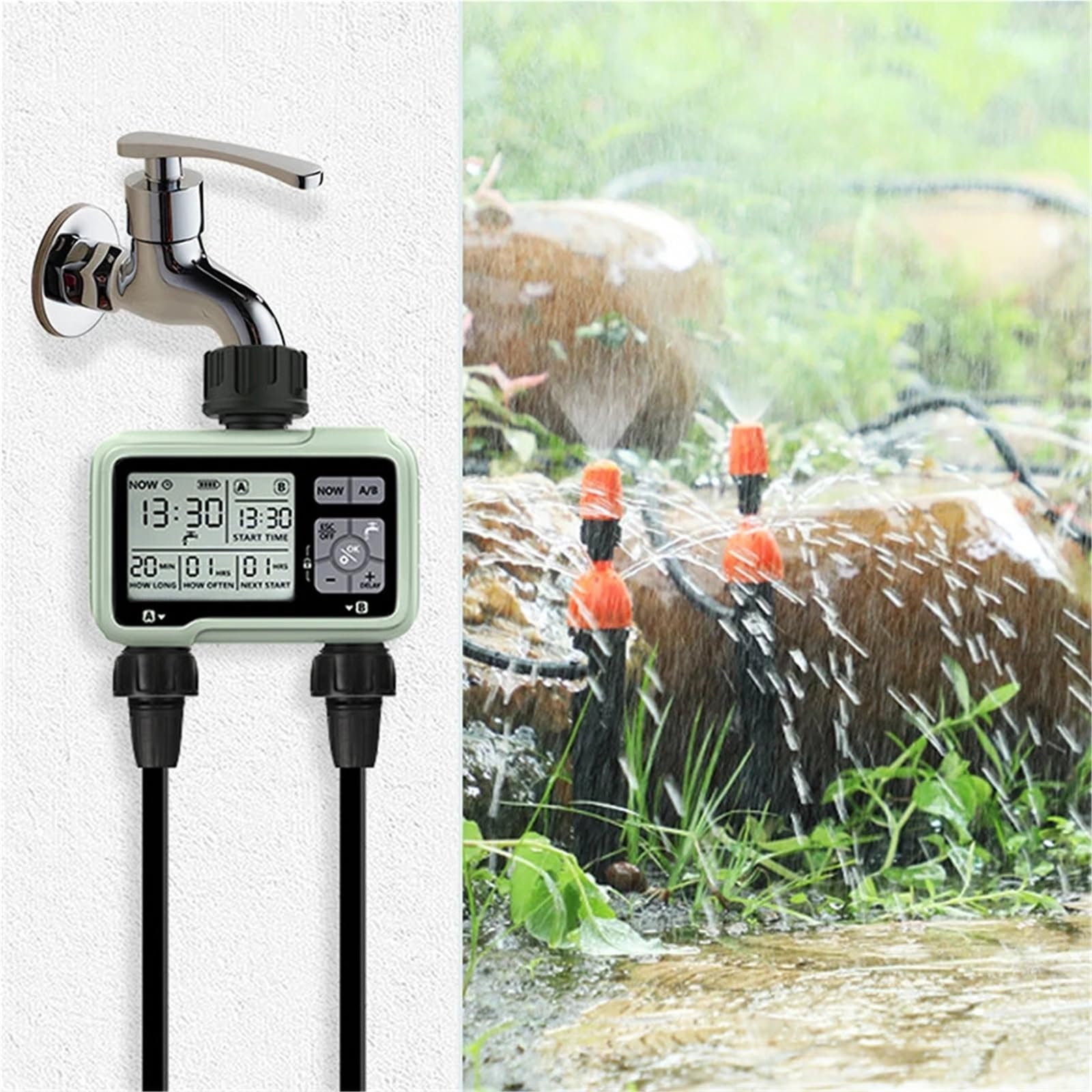Timer per l'irrigazione, Di temporizzazione Timer for irrigazione a 2 uscite Irrigazione automatica precisa for esterni Programma completamente regolabile