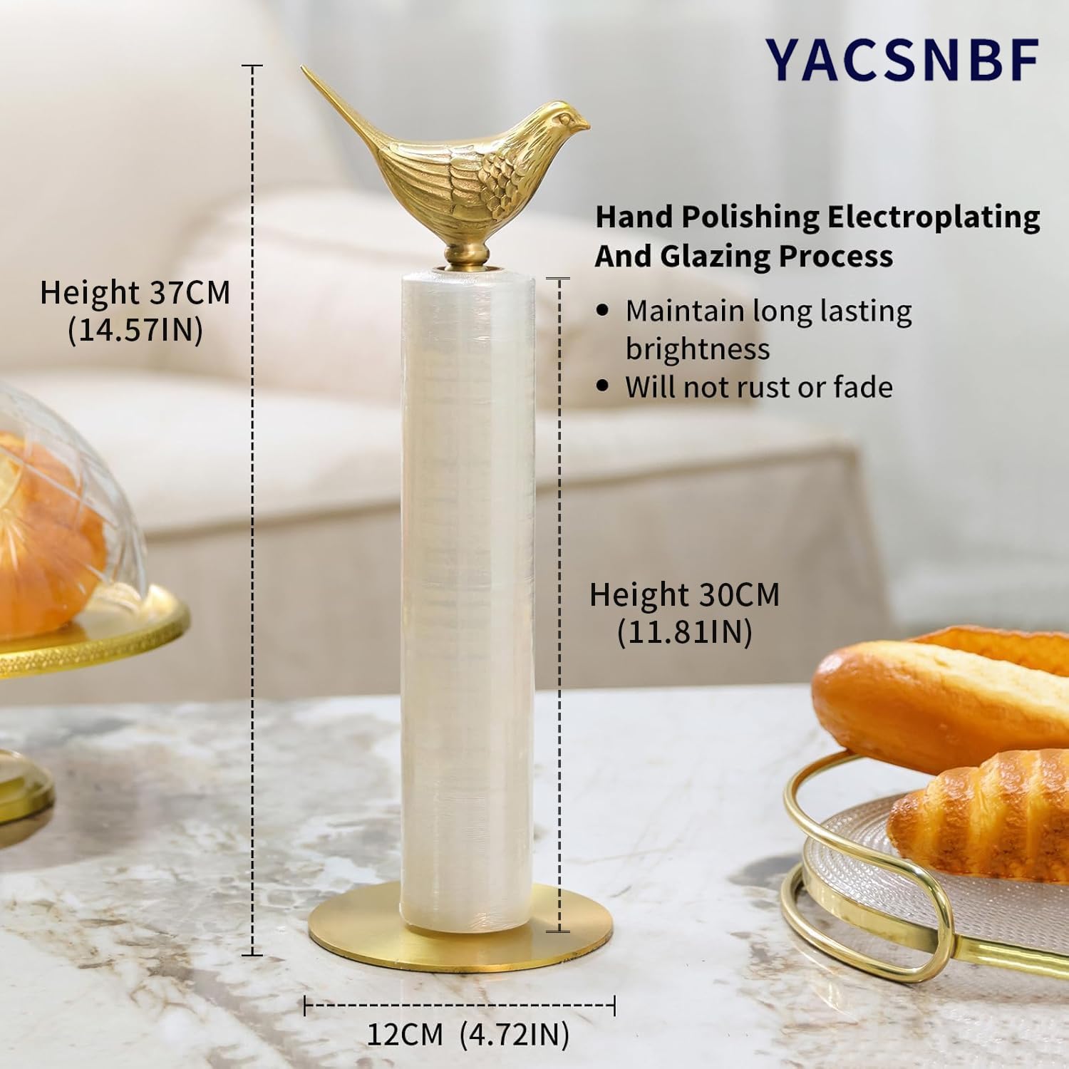 Lujoso soporte de toalla de papel dorado para encimera, soporte de toalla de papel de latón para cocina, decoración única de pájaros dorados, resistente, duradero y elegante decoración del hogar para 4