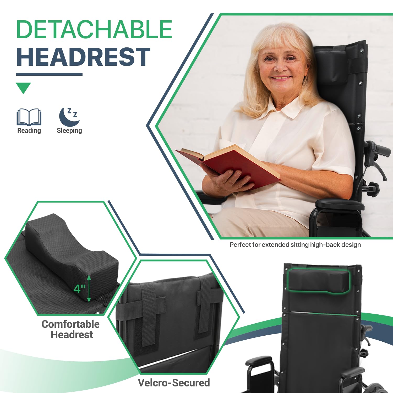 Magshion Silla de ruedas plegable con respaldo alto para adultos, 300 libras, 18.5 pulgadas, asiento reclinable, plegable, autopropulsado, silla de ruedas de transporte resistente