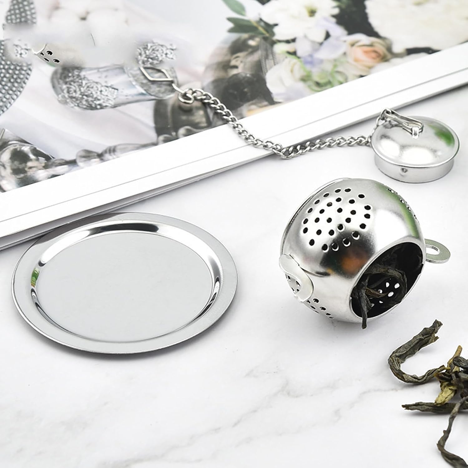 2Pcs Tea Infuser For Loose, Tea Steeper Stainless Steel, Tea Strainer With Lid And Drip Tray, Reusable Tea Filter Mesh Loose Leaf Strainer