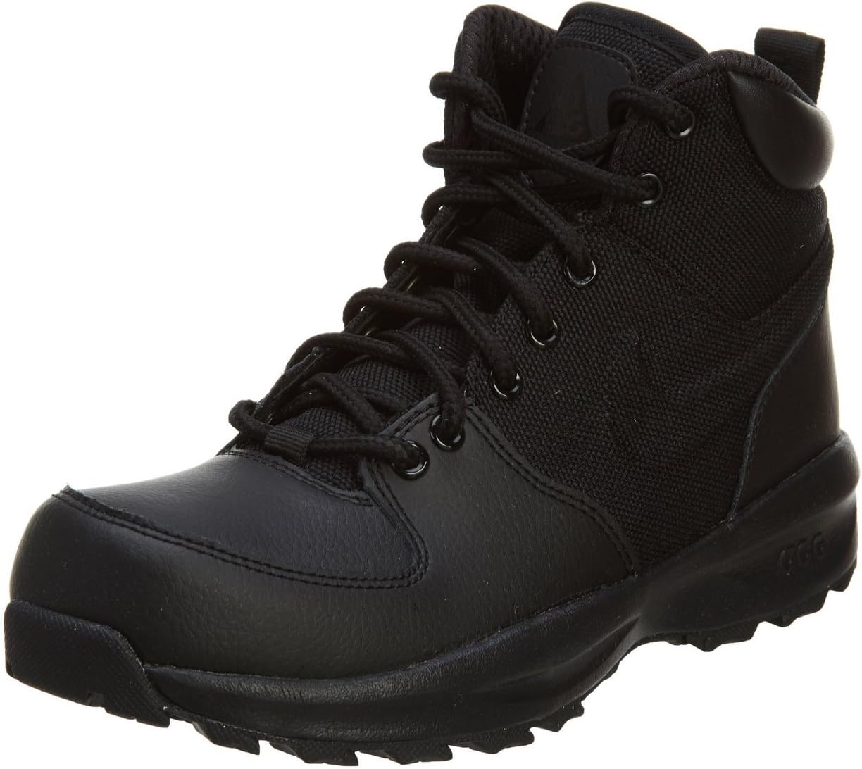 Nike Boy's Manoa Leather Textile (GS) Hiking Shoe Black Size 3.5 M US