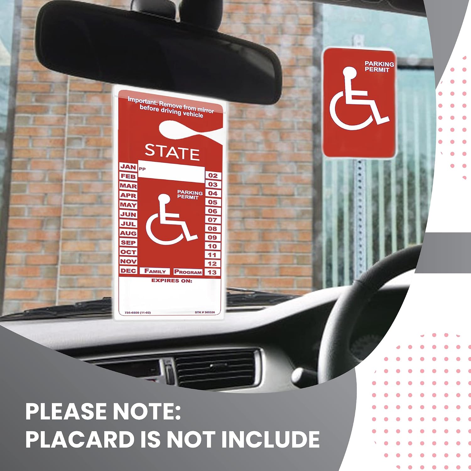 STROMGUARD Handicap Parking Placard Holder, Transparent Disabled Disability Parking Permit Placard Protector Holder Cover with Large Hanger Handicapped Accessories (2 Pack)