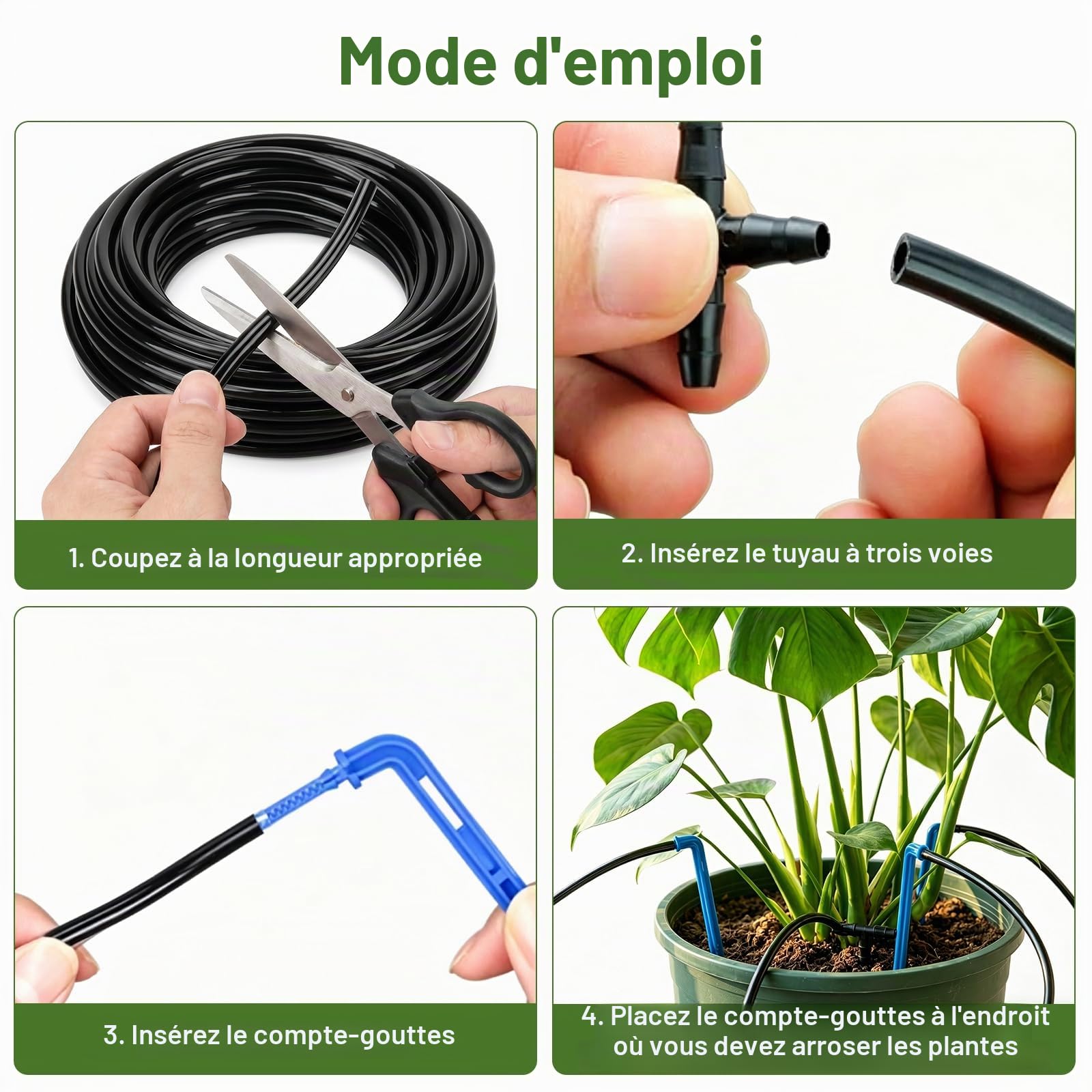 Tuyau Arrosage Goutte à Goutte 30m, Tuyau 3/5 Mm Avec 20 Goutteurs | Arrosage Automatique Avec 20 Connecteurs En T pour Jardin Extérieur, Balcon, Plantes en Pot et Serre