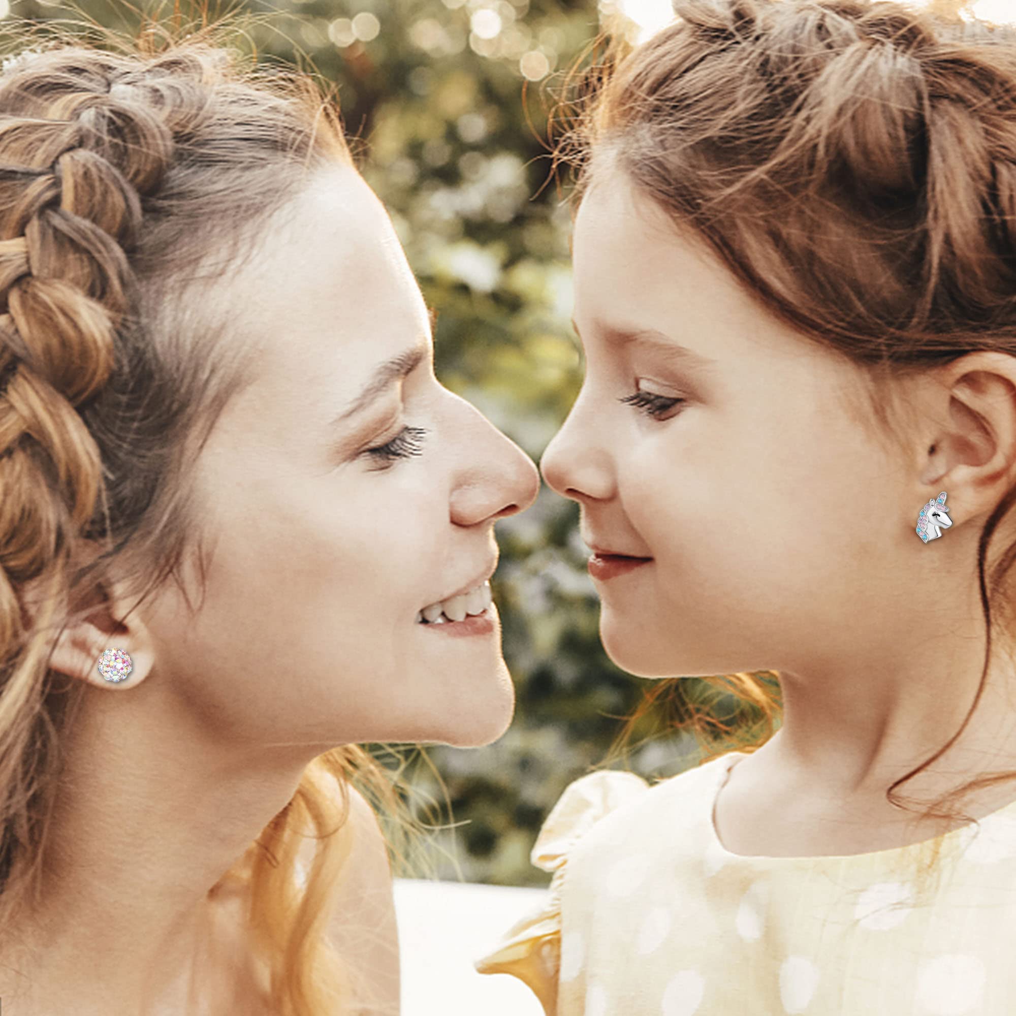 Diamday Hypoallergene Ohrringe mit Schraubverschluss für Mädchen und Frauen Edelstahl 316L Medizinische Ohrstecker CZ Blume Herz Schmetterling Schraubverschluss Rosa Mehrfarbig Ohrstecker-Set