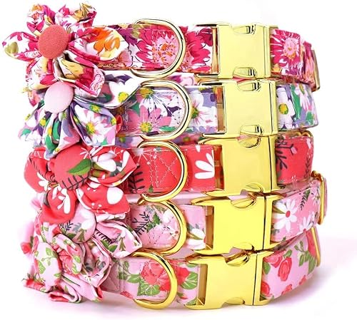 Miniatura 6 de Beirui Lindos collares para perros pequeños, medianos y grandes, múltiples patrones florales, collares para mascotas con flores para bodas y