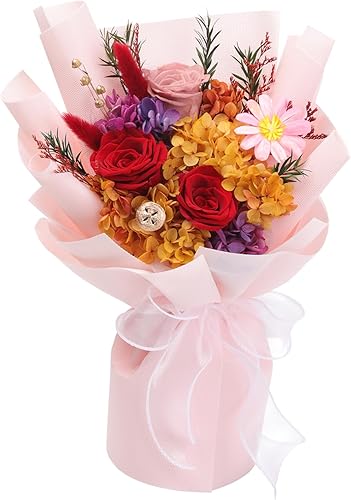 Flores para entrega Prime,Ramos de flores preservadas,Ramos de rosas rojas que duran 1-3 años,Regalo para ella Cumpleaños Navidad Día de San