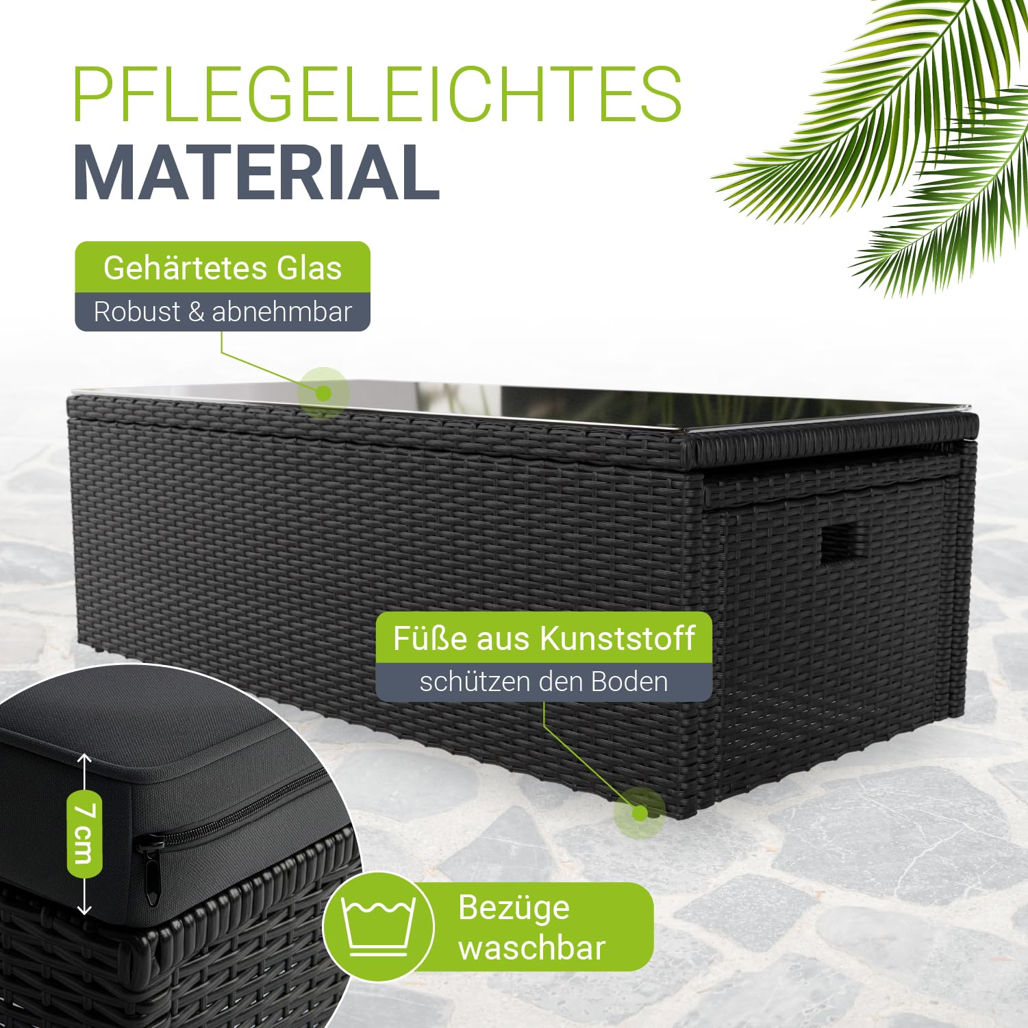 Juskys Polyrattan Gartenmöbel Set Salou - Outdoor Lounge wetterfest 6 Personen - Sitzecke mit Tisch & Kissen für Garten, Balkon, Terrasse - Schwarz