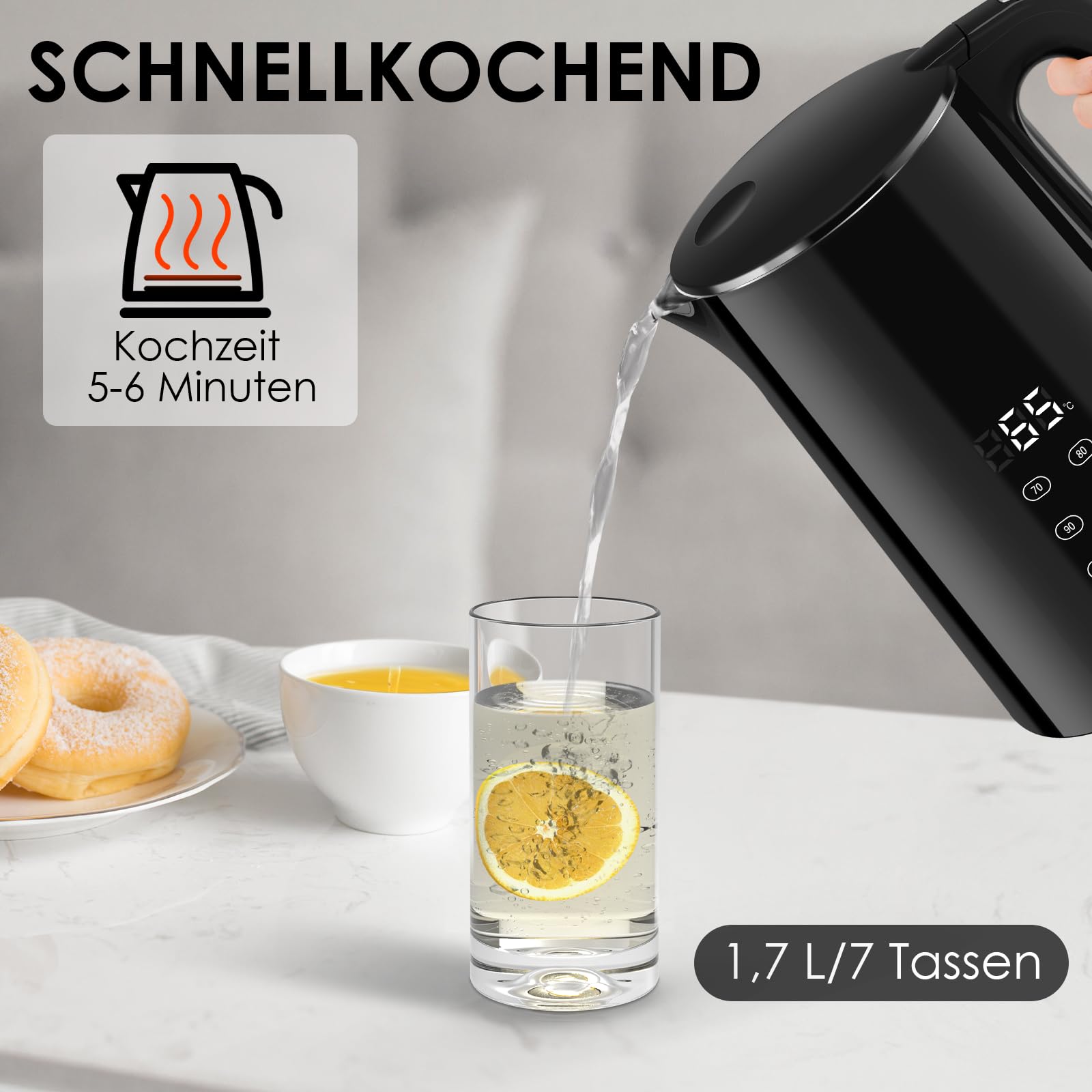 VORSCH Electric Kettle Stainless Steel 1.7 L with LCD Temperature VORSCH Electric Kettle Stainless Steel 1.7 L with LCD Temperature