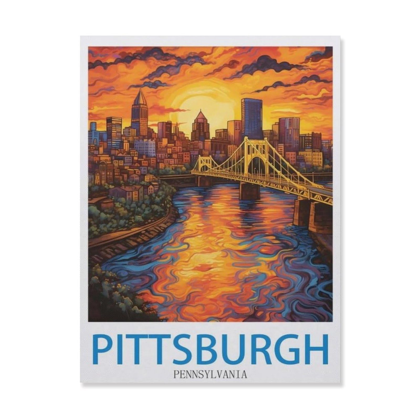 Pittsburgh Pennsylvania，Metal Tin Sign,For Farmhouse Home Bathroom Garage Cafe Office Kitchen Restaurant Man Cave Vintage Art Wall Decor Poster(15x30cm）6x12 inch-EI22