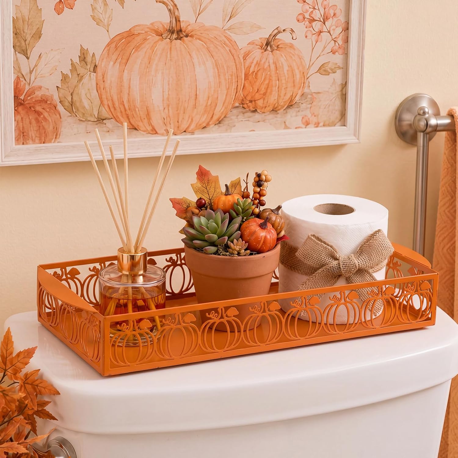 Yellow Sunflower Toilet Paper Basket Cute Metal Toilet Tank Paper Holder with Handle Bathroom Storage Organizer Coquettish Preppy Accessories Decor for Bathroom Restroom