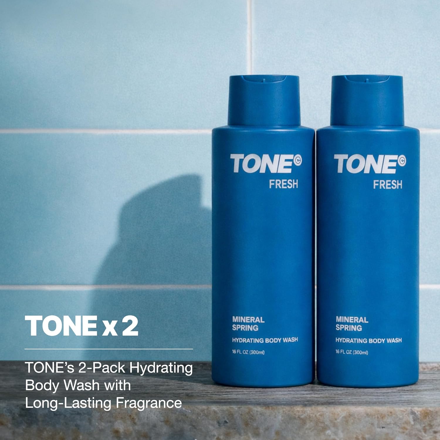 TONE Hydrating Body Wash, Fresh, Coconut-derived Cleansers Leaves Skin Clean, Moisturized & Refreshed, Long-lasting Iconic Scent, Suitable for All Skin Types, Dermatologist-Tested, 16.9 oz (2 Pack)