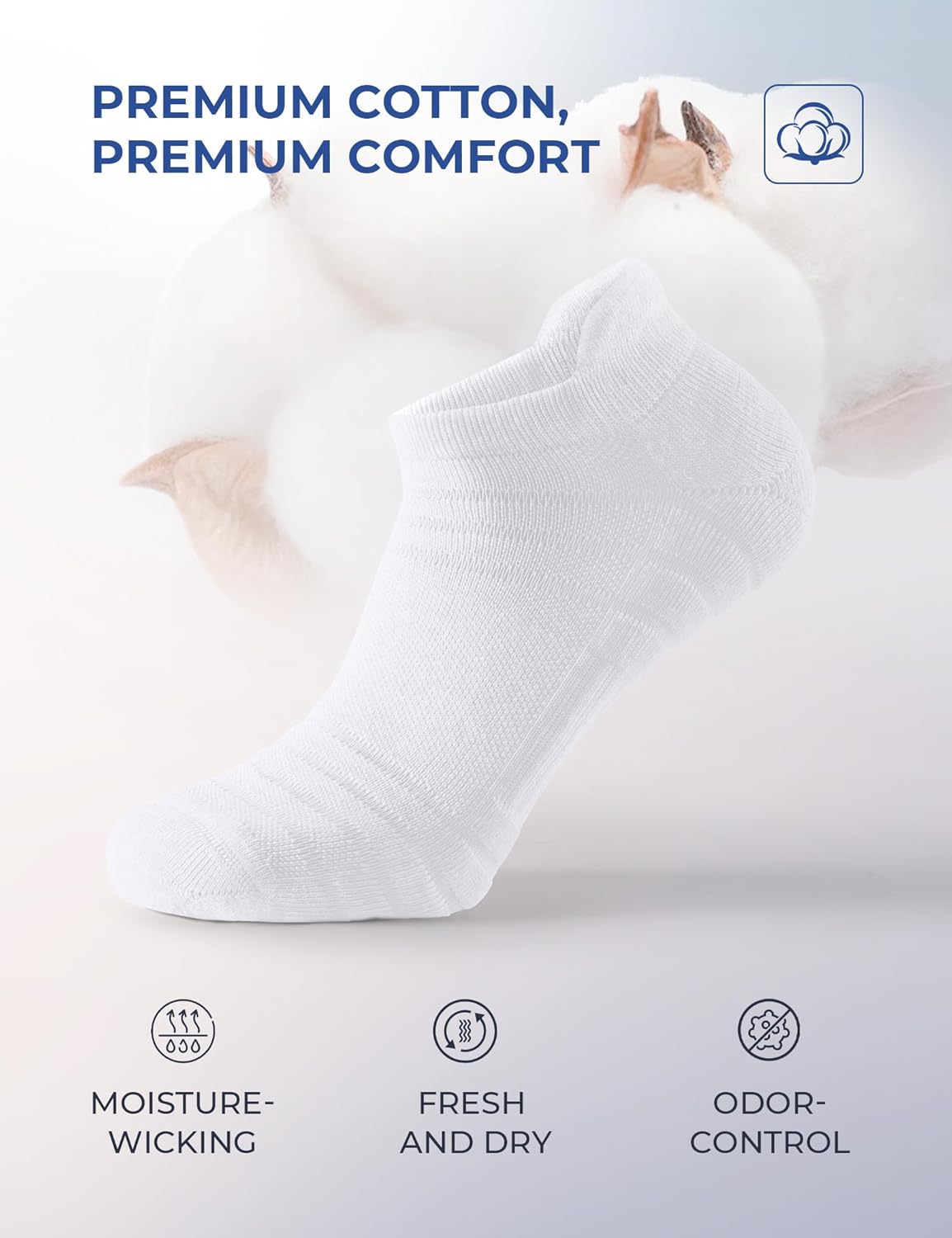 CS CELERSPORT 6 Pack Athletic Running Ankle Socks, Cotton Low Cut Cushioned Anti-Blister Tab Sports Socks Men Women - Image 4