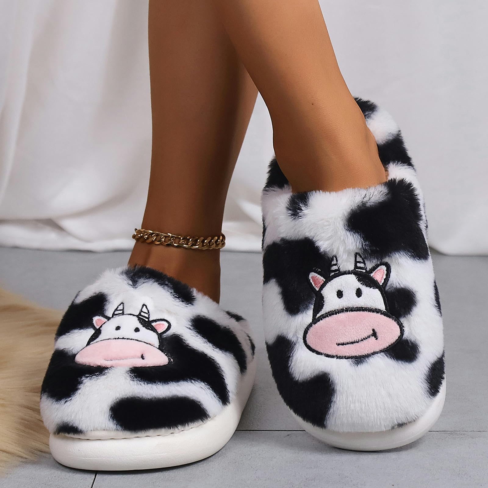Pantofole Pantofole di Cotone per Studenti Scarpe in Pelliccia Calda Non Slip Interno-bianco-40 41