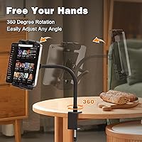 Vista 2 de Tablet Stand Holder, Gooseneck iPad Desk Mount for Kitchen, Work Meetings, Video, Tablet Clamp Mount Compatible with iPad mini/Air/Pro, Kindle Fire