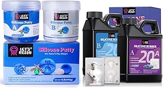 LET'S RESIN Silicone Putty & Silicone Rubber Mold Making Kit 36oz,Flexible & Bubble Free Silicone Mold Making, 20A Translucent & Fast Cure Liquid Silicone for Casting Resin Mold, Soap Mold