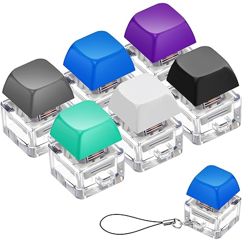 Taiyin 6 Pcs Keyboard Toy Clicker Keyboard Fidget Keychain Decompression Toys Button Stress Relief Gifts for Adult to Relief Stress Pass the Time (Simple Style,Dark Colors)