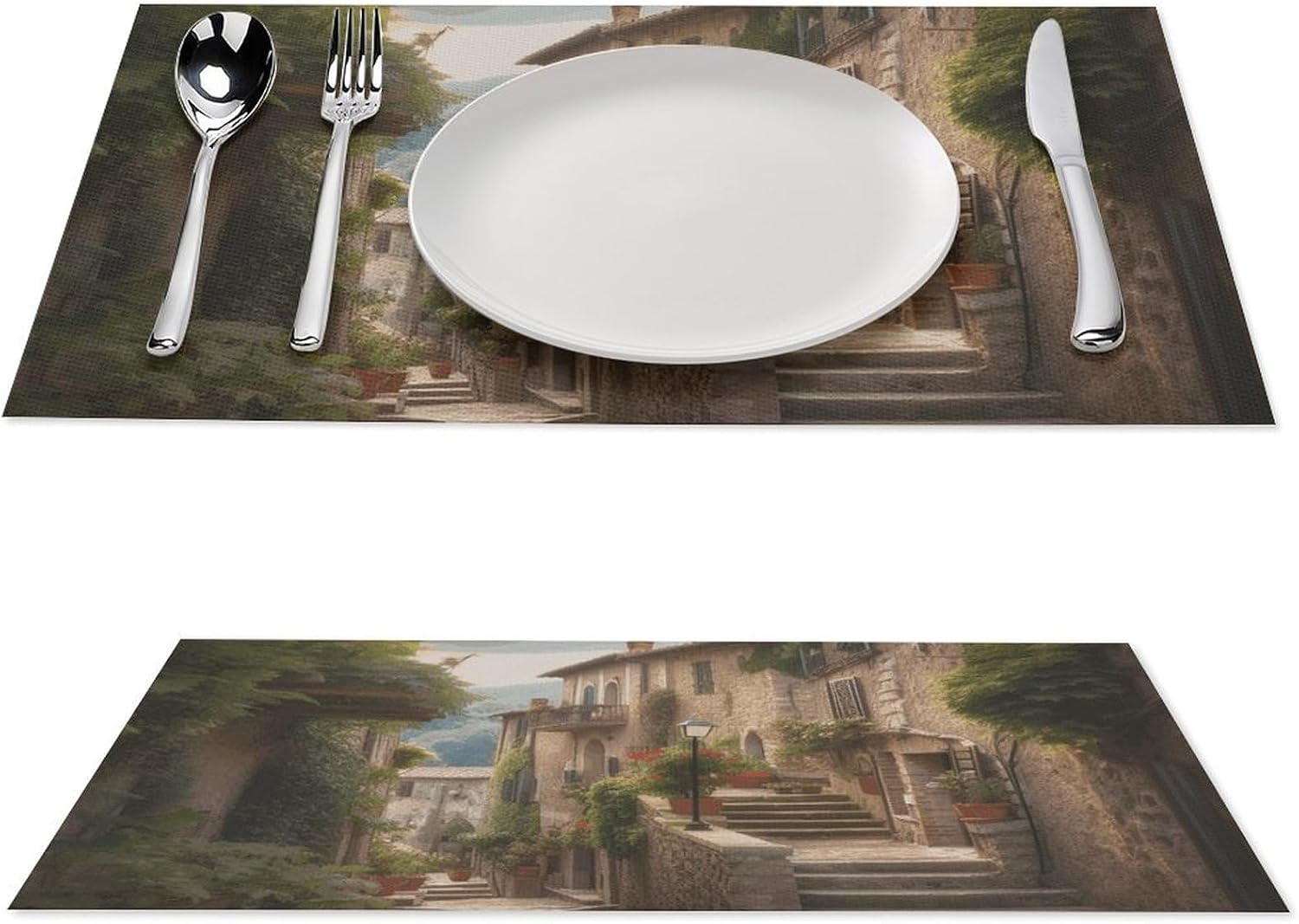 Placemats Set 6 PCS Italy Tuscan Table Mats Heat Resistant Placemats for Dining Table Non-Slip Place Mats Kitchen Table Mats for Indoor Outdoor 17.7x11.8 Inch