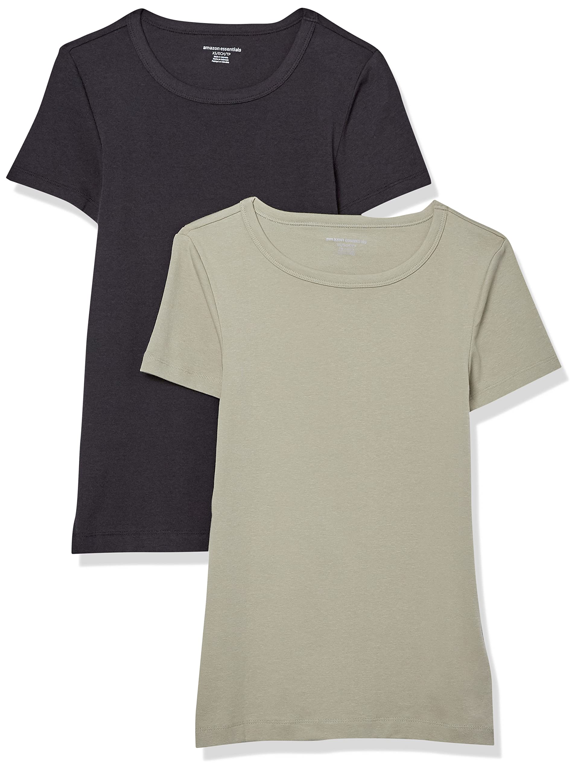 Amazon Essentials Damen Kurzärmeliges T-Shirt mit Rundhalsausschnitt, Schmale Passform