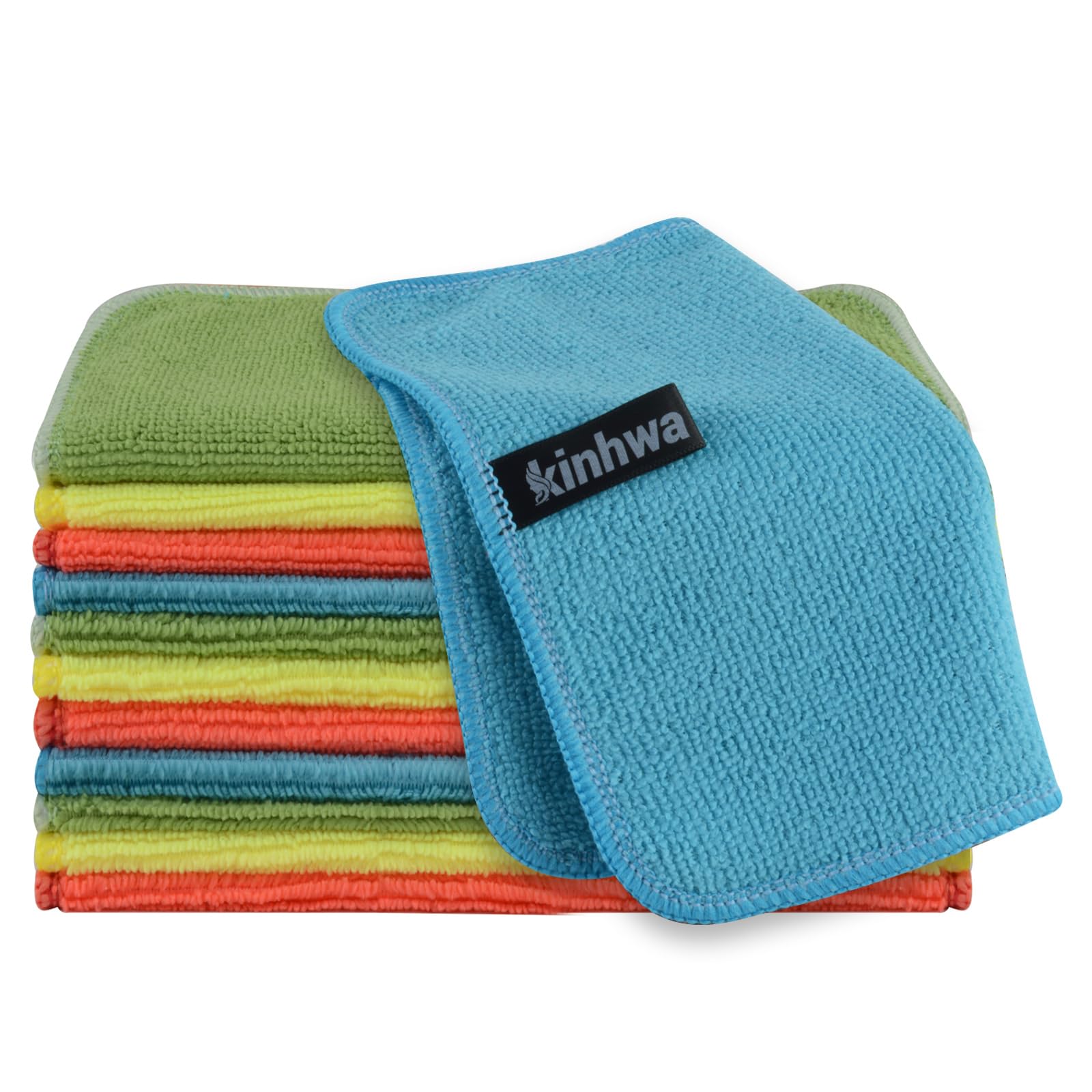 KinHwa Microfibre Cloths, Coloured Cleaning Cloths, Kitchen Cleaning Cloths, Washing Cloths, Washable Microfibre Cleaning Cloth, Environmentally Friendly and Lint-Free Tea Towels, Multi-Purpose 20 cm