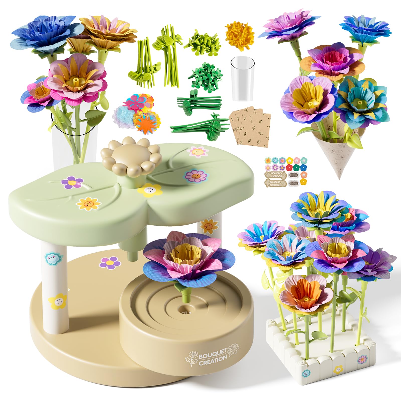 SJIADA Flower Making Kit, DIY Flower Craft Kit for Kids Ages 4-8