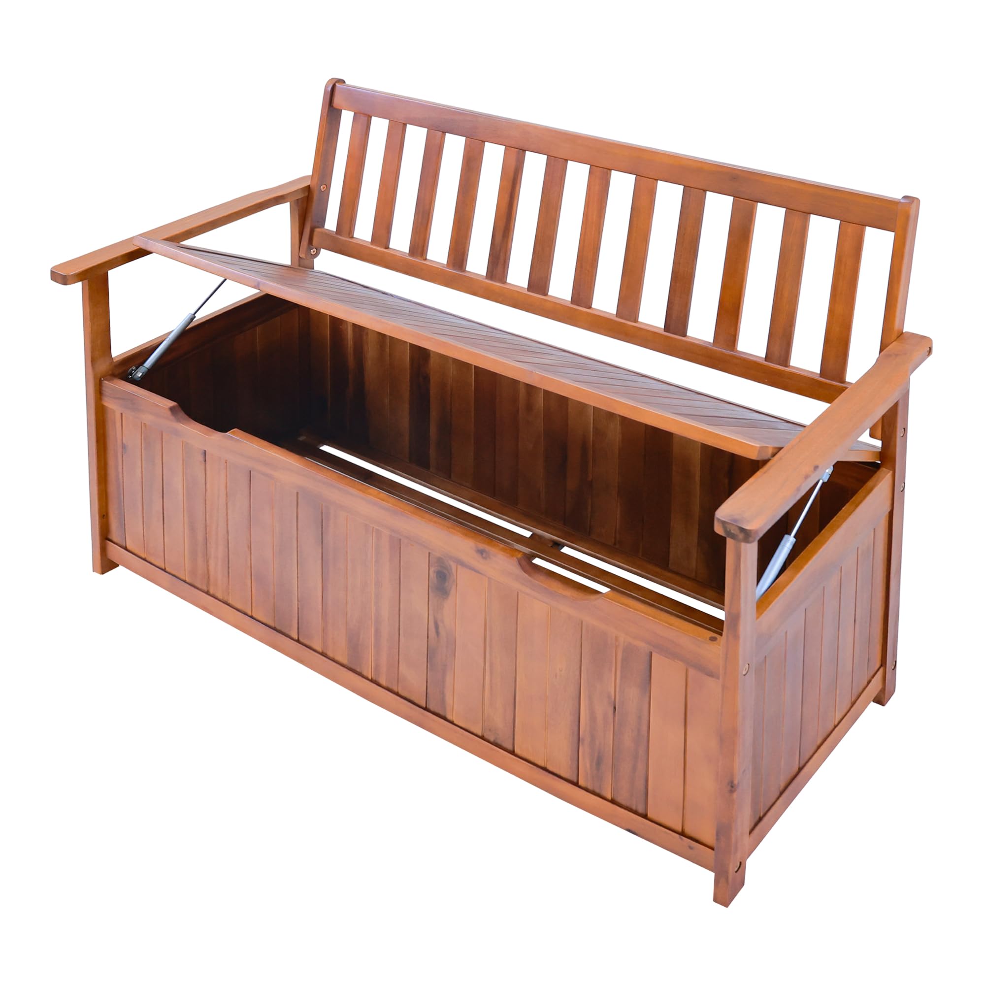 [en.casa] Gartenbank Avezzano mit Staufach Sitzbank für 2 Personen Truhenbank 2-Sitzer Outdoor-Bank aus Akazienholz 130x60x88cm Holzfarben
