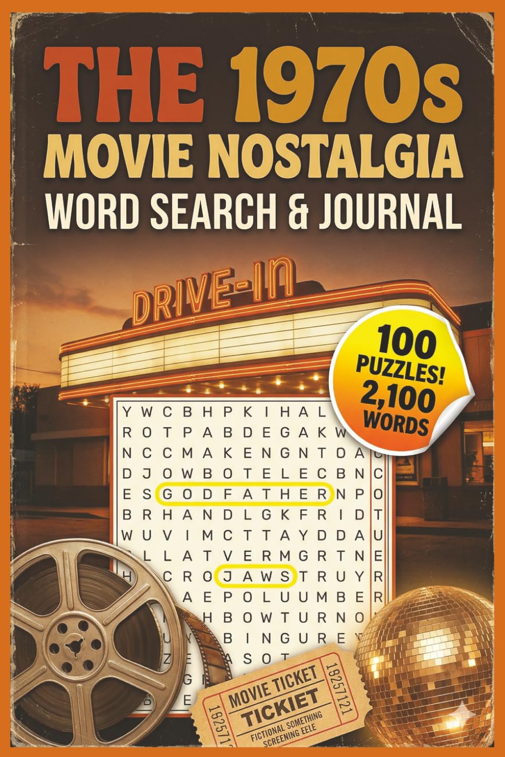 70s Movie Nostalgia Journal & Puzzle Book: 100 Retro Word Search Puzzles & Cinematic Memory Pages for Classic Cinema Fans