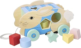 Peter Rabbit Toys - Peter Rabbit Pull Along Toy Shape Sorter, Wooden Toys - Early Development & Activity Toys for Boys Girls, Toddler Toys - Official Licensed Peter Rabbit Gifts by Orange Tree Toys