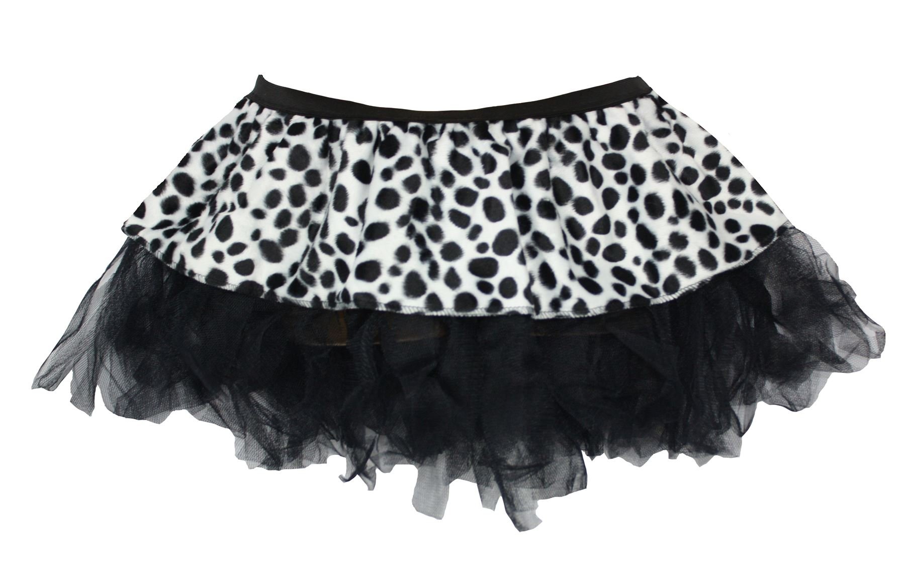 The Dragons Den Women's Black, White Adults 12" (30Cm) Length Dalmatian Animal Print Cyber Tutu Skirt Cruella Halloween Fancy Dress [S-M]