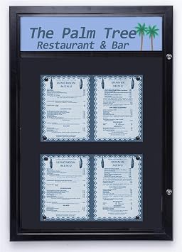 Outdoor Notice Board with Magnetic Surface, Hinged Swing Open Door and Optional Header Bar, Rubber Gaskets, Aluminum Black