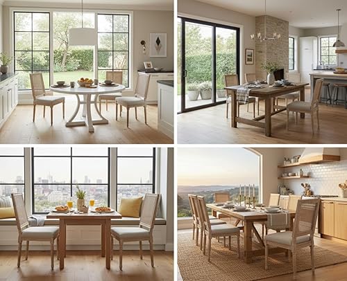 Miniatura 8 de CIMOTA Juego de 2 sillas de comedor estilo granja, sillas de comedor de ratán francés con respaldo rectangularsillas laterales vintage tapizadas de