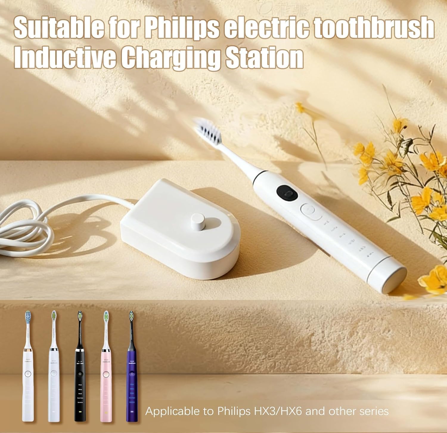 Replacement Electric Toothbrush Charger, Waterproof Charging Base, Compatible with Philips Sonicare 4100 5100 6100 5300 6500 9000 Series