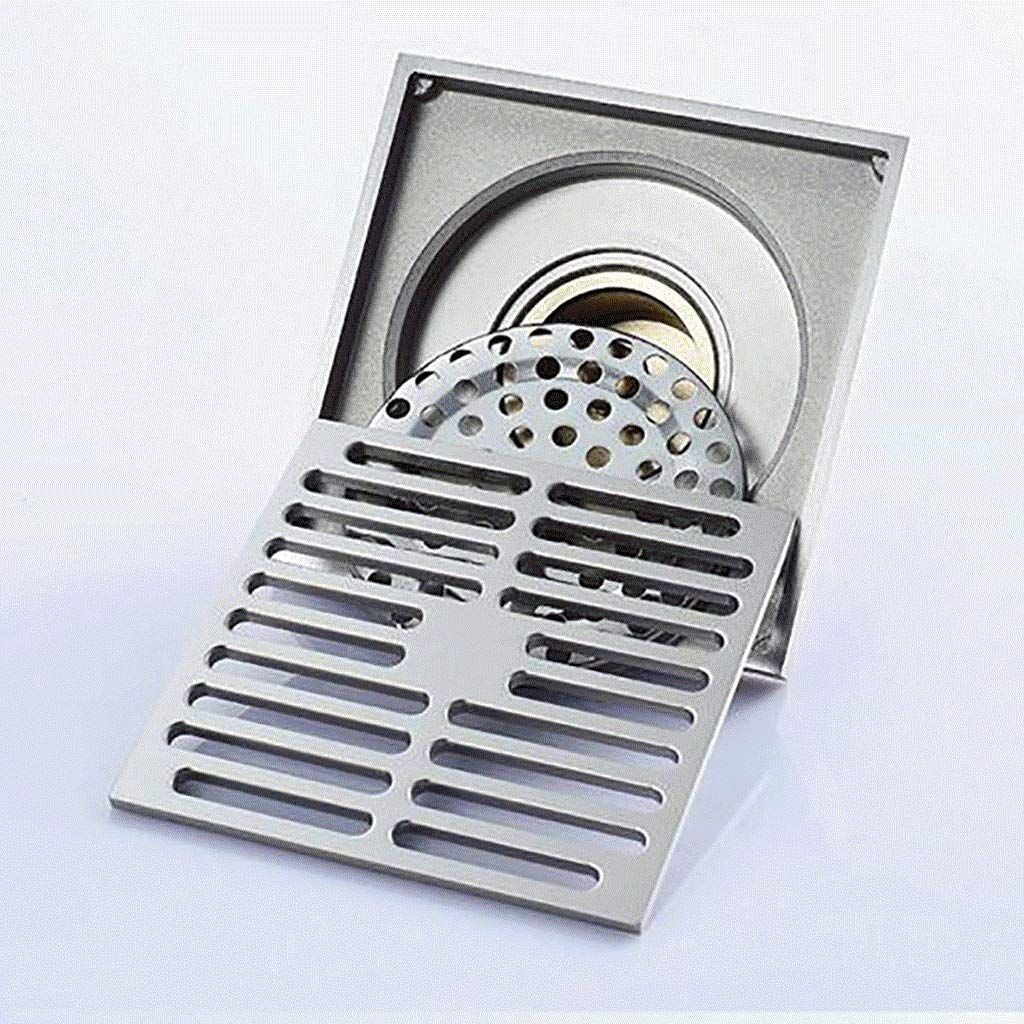 sumidero de Suelo, Drenaje de Piso-Drenaje Ducha Cuadrado,Escurridor con inserción Azulejos baño Cubierta colador extraíble,Acabado Cromado,Diseño antiobstrucción