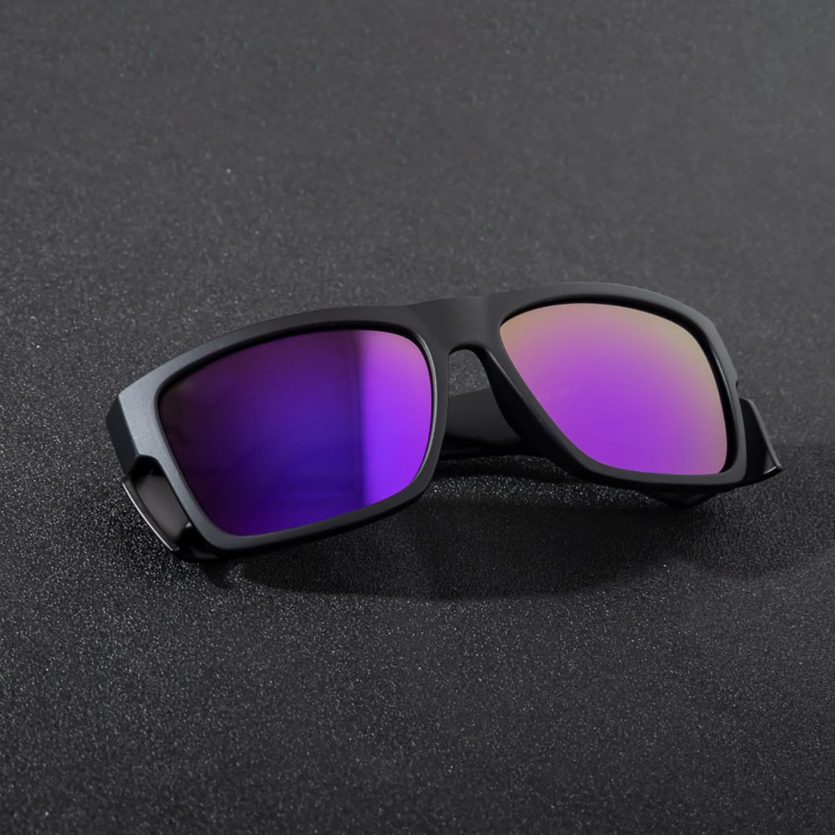 Lunettes de soleil de sécurité pour homme, noir mat, verres polarisés, conformes aux normes ANSI Z87+, protection UV, Miroir violet polarisé
