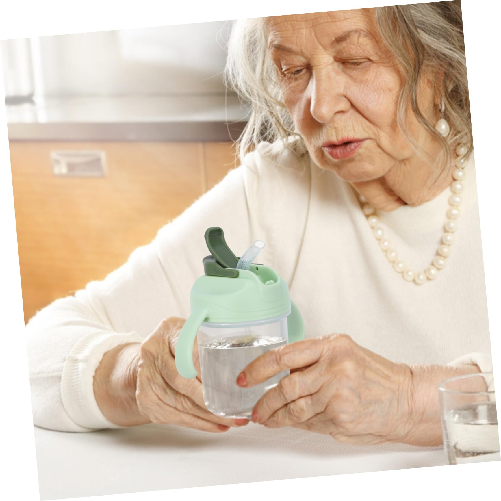 2 Vasos De Agua Para Ancianos Vasos Para Pacientes Con Pajita Para El Cuidado De Ancianos Con Asa Para Alimentación De Convalecientes En Cama Para Adultos Con Disfagia