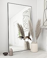 KOONMI 71x30 Full Length Floor Mirror with Stand - Shatterproof Black Body Mirror, Leaning Standing or Wall Mount Vertical Horizontal