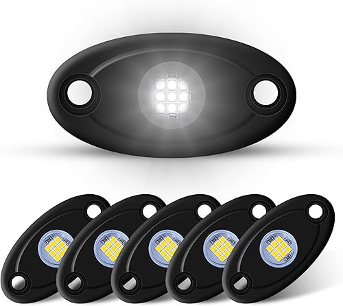 LY8 6 cápsulas de luces LED de roca blanca de neón para automóvil, camión, ATV, UTV, SUV, Jeep, barco, debajo de la carrocería, lámpara impermeable